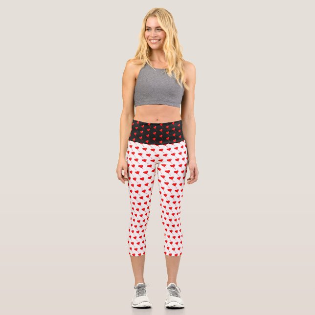 Leggings Capri Red Heart Girl Fun Chic Balloon Motif Blanc (Recto)