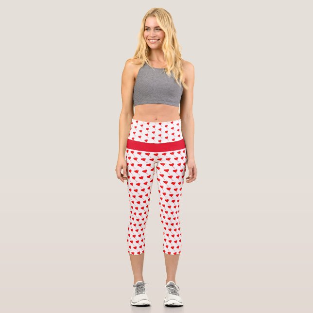 Leggings Capri Red Heart Girl Fun Chic Balloon Motif Blanc (Recto)