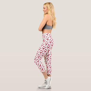 Leggings Capri Red Hearts Motif Saint Valentin's Day Capri Leggin