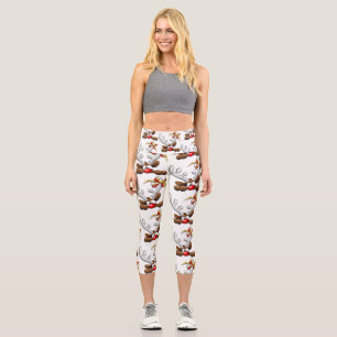 Leggings Capri Reindeer Puzzled drôle Caractère de Noël