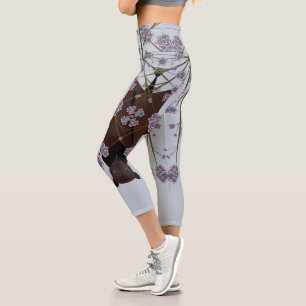 Leggings Capri Renard volant Sky Blue Haut Taille Capris