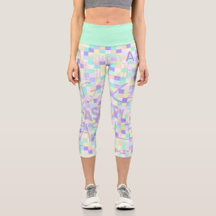 Leggings Capri Répéter Ashley Mauve Tones Pastel Checkerboard C