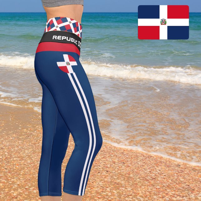Leggings Capri République Dominicaine Drapeau mode, Fitness, Spor (Créateur téléchargé)