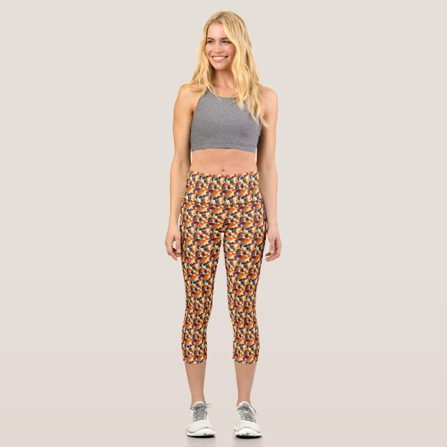 Leggings Capri Réseau de triangles multicolores (Recto)