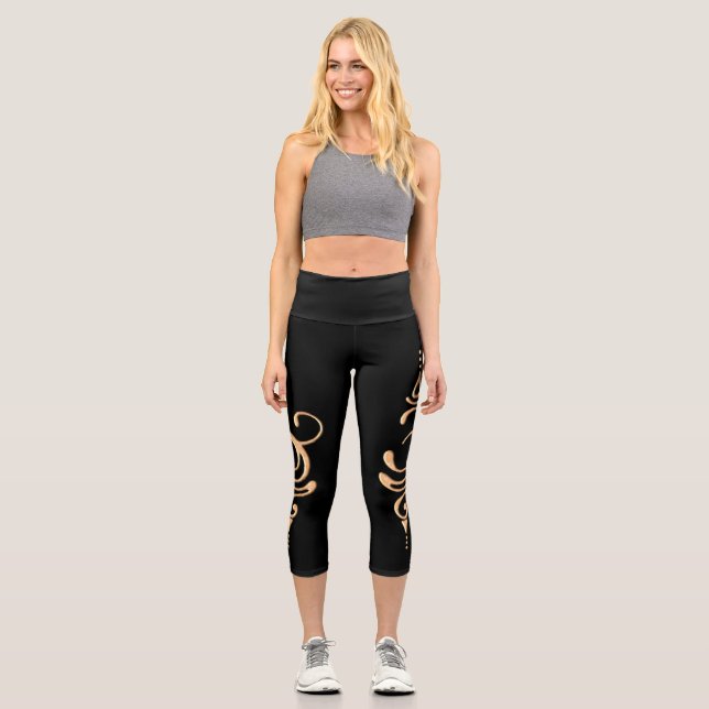 Leggings Capri Respirer en or  (Recto)
