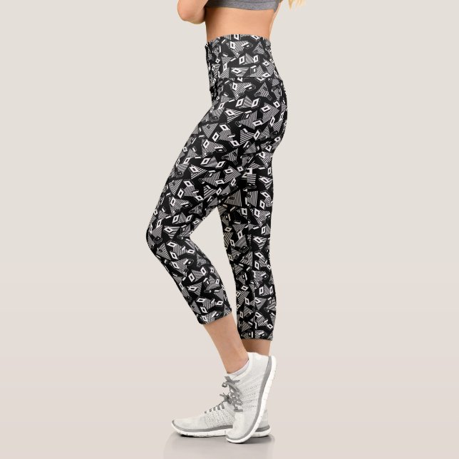 Leggings Capri Résumé noir abstrait sauvage (Gauche)