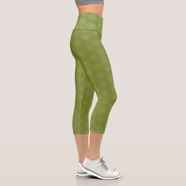 Leggings Capri Rétro Mandala Avocado haut-taille Capris (Droite)