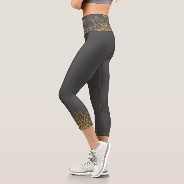 Leggings Capri Rétro Mandala Dusk haut taille Capris (Gauche)