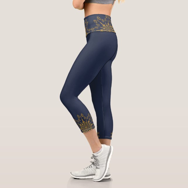 Leggings Capri Rétro Mandala Midnight High Waising Capris (Gauche)