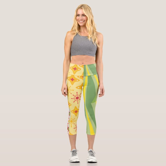 Leggings Capri Retro Sunshine Patterns – Bold Colorful  (Recto)
