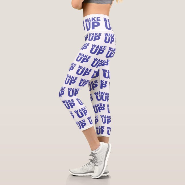 Leggings Capri Réveillez-vous Capris bleu haute taille (Gauche)