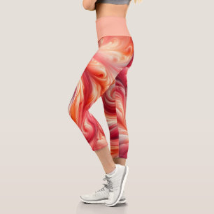 Leggings Capri Rose Abstrait moderne et Saumon