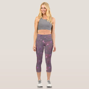 Leggings Capri rose and purple unicorn and stars