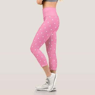Leggings Capri rose avec points blancs