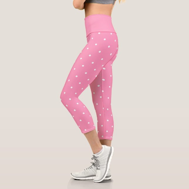 Leggings Capri rose avec points blancs (Gauche)