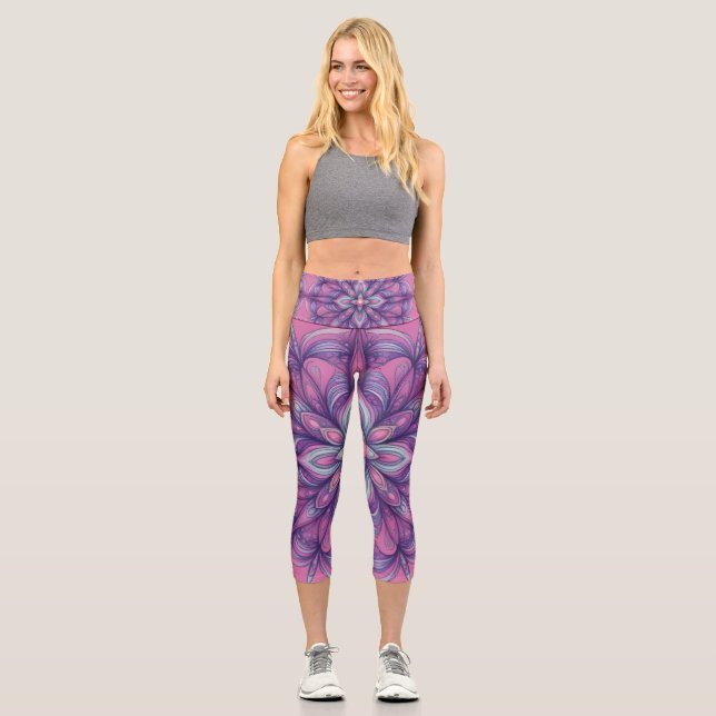 Leggings Capri Rose en fleurs (Recto)