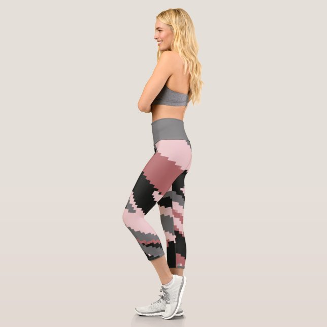 Leggings Capri Rose et gris (Gauche)