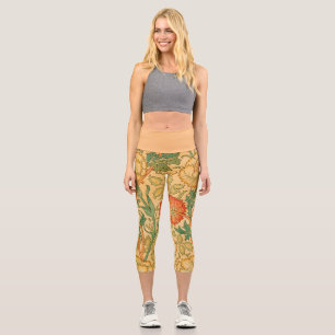 Leggings Capri Rose et Rose par William Morris 