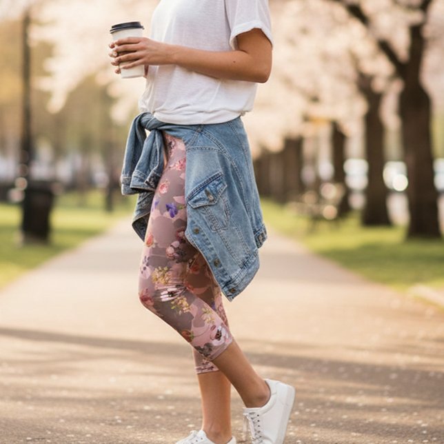 Leggings Capri Rose Gold Floral Fleur Armée Camouflage Camo (Créateur téléchargé)