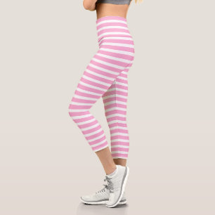 Leggings Capri Rose lavande blanc rayé horizontal simple