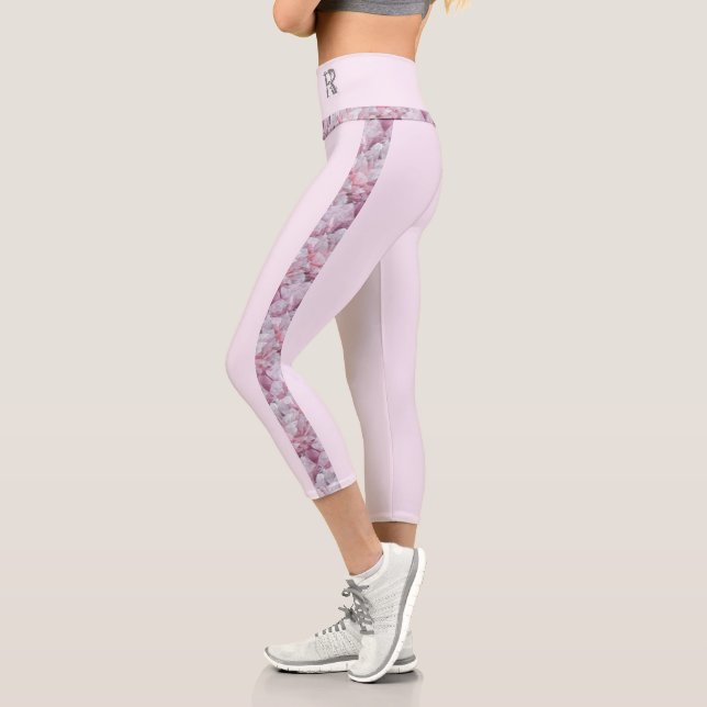 Leggings Capri Rose moderne élégant élégant Nom personnalisé Yoga (Gauche)