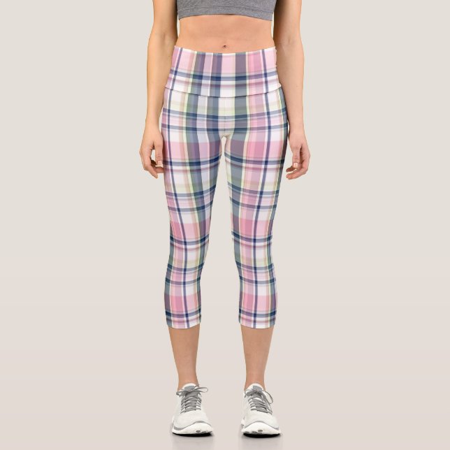 Leggings Capri Rose Navy Vert Blanc Prépa Madras #3 (Recto)
