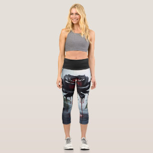 Leggings Capri Rose noire sinistre
