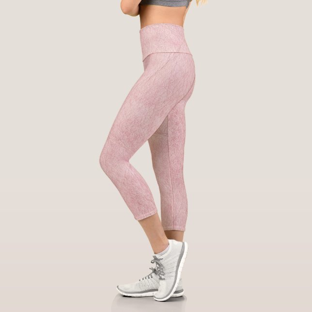 Leggings Capri Rose Pâle Uni Texturé (Gauche)