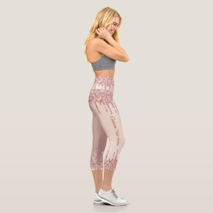Leggings Capri rose Parties scintillant or avec te