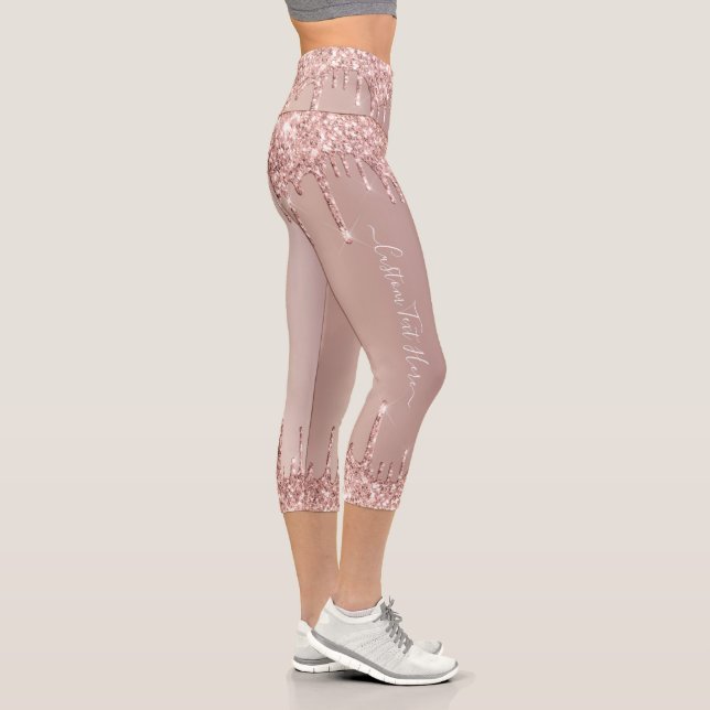 Leggings Capri rose Parties scintillant or avec te (Droite)