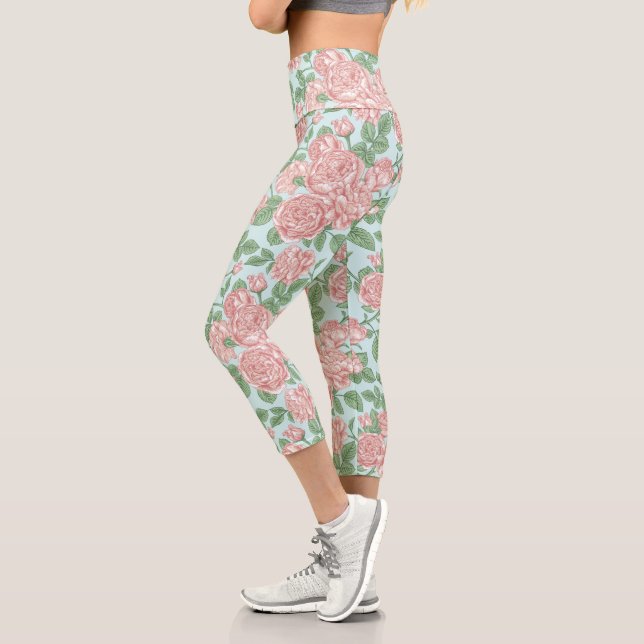 Leggings Capri Rose rose Jardin Bouquet Motif (Gauche)