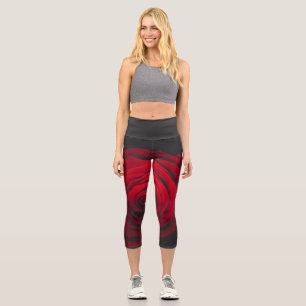 Leggings Capri Rose rouge sur effet vintage arrière - plan noir