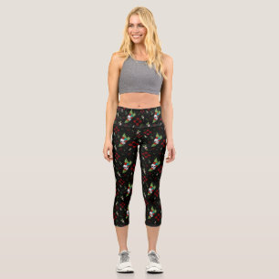Leggings Capri Roses crâne Zia Sun Green Black Nouveau-Mexique