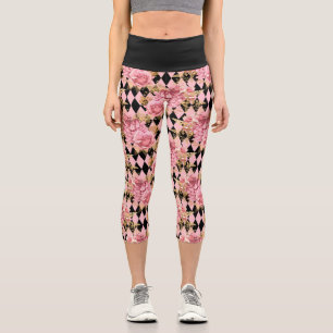 Leggings Capri Roses roses roses et arlequin