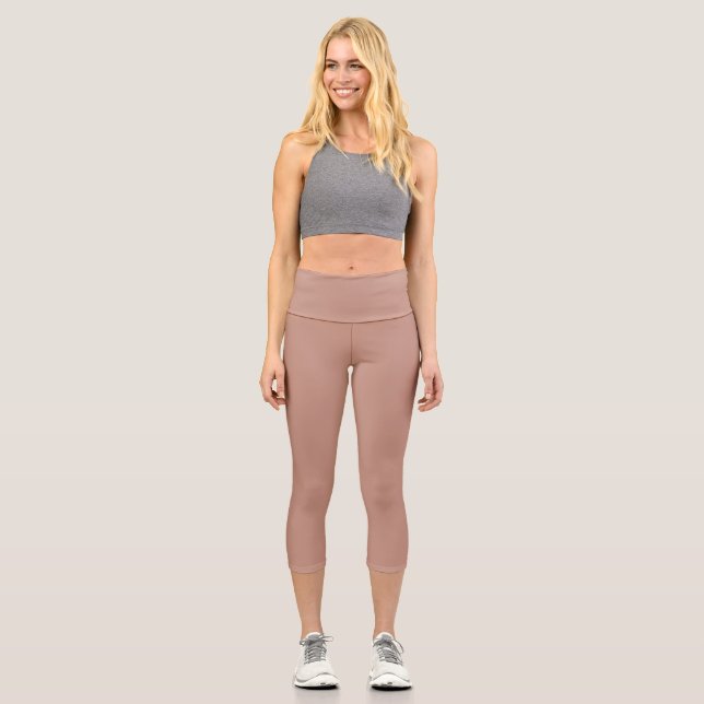 Leggings Capri Rosy Brown uni couleur plaine (Recto)