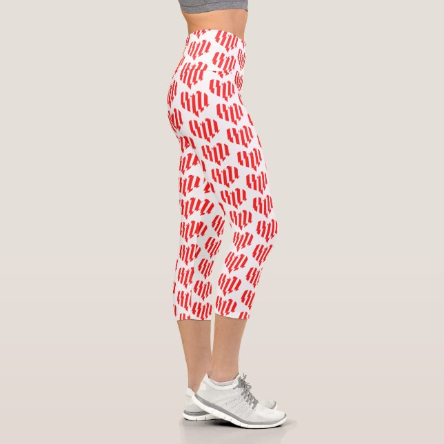 Leggings Capri Rouge Abstrait n Blancs Valentine Coeur (Droite)