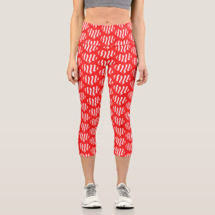 Leggings Capri Rouge Abstrait n Blancs Valentine Coeur