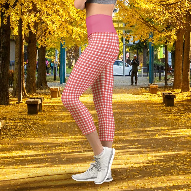 Leggings Capri Rouge Gingham (Gingham Red Capri Leggings)