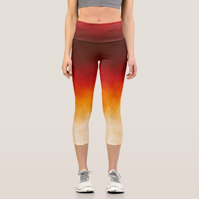Leggings Capri Rouge Jaune Blanc rustique ombre (Recto)