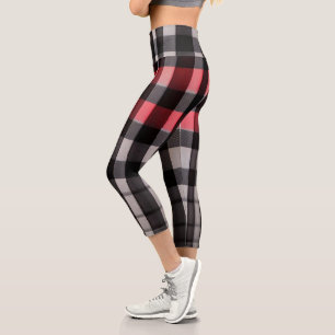 Leggings Capri Rouge Noir Abstrait Plaid Collection moderne