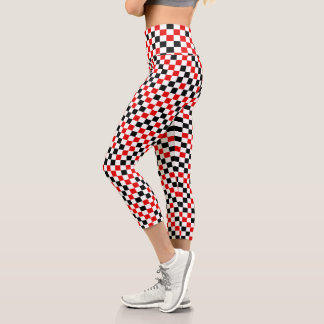 Leggings Capri Rouge Noir et Blanc Carreaux