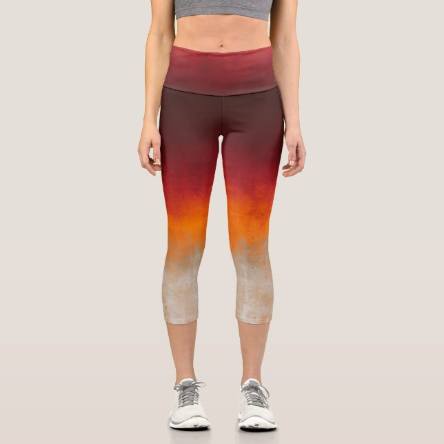 Leggings Capri Rouge Orange gris blanc rustique ombre (Recto)