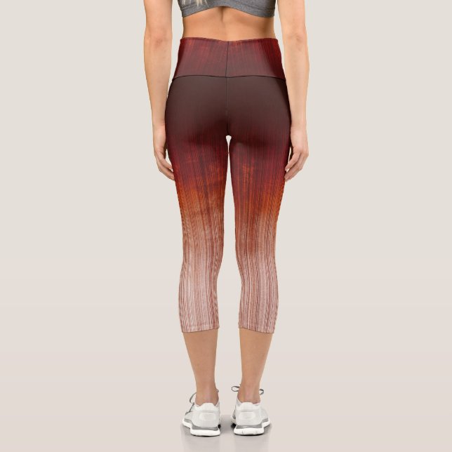 Leggings Capri Rouge Orange gris blanc rustique rayé ombre (Verso)