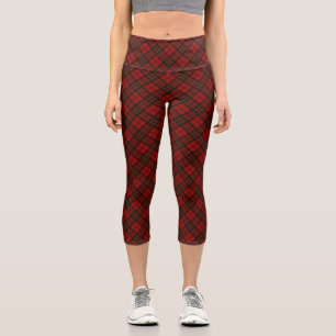 Leggings Capri Rouge tartan Noël plaid vacances hiver motif