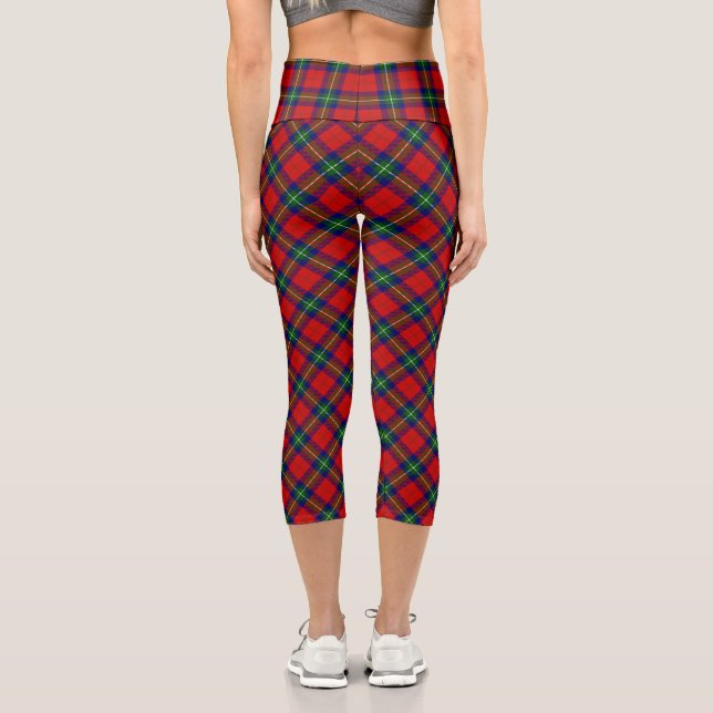 Leggings Capri Routhven tartan rouge vert bleu plaid (Verso)