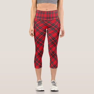 Leggings Capri Royal Stewart tartan rouge noir plaid