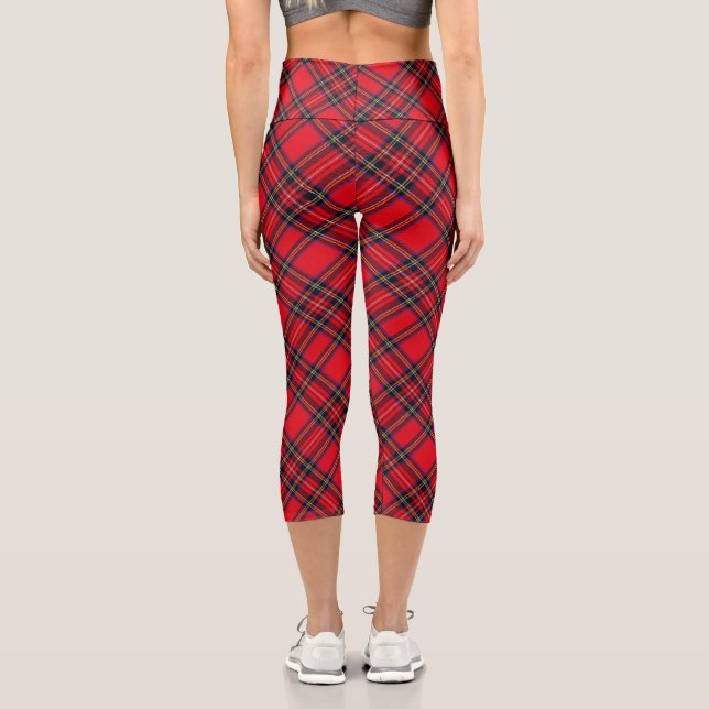 Leggings Capri Royal Stewart tartan rouge noir plaid (Verso)