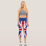 Leggings Capri Royaume-Uni Union Jack Drapeau des colonies britan<br><div class="desc">L'Union Jack, une tapisserie tissée de fils d'histoire, flotte fièrement, symbole d'une nation forgée dans l'unité. Son histoire débute en 1606, lorsque le roi James VI d'Écosse monta sur le trône anglais sous le nom de roi James I. Pour commémorer l'union de ces deux royaumes, il a commandé un nouveau...</div>