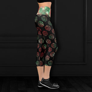 Leggings Capri RPG Dice   Red and Green Tabletop PnP Role Player