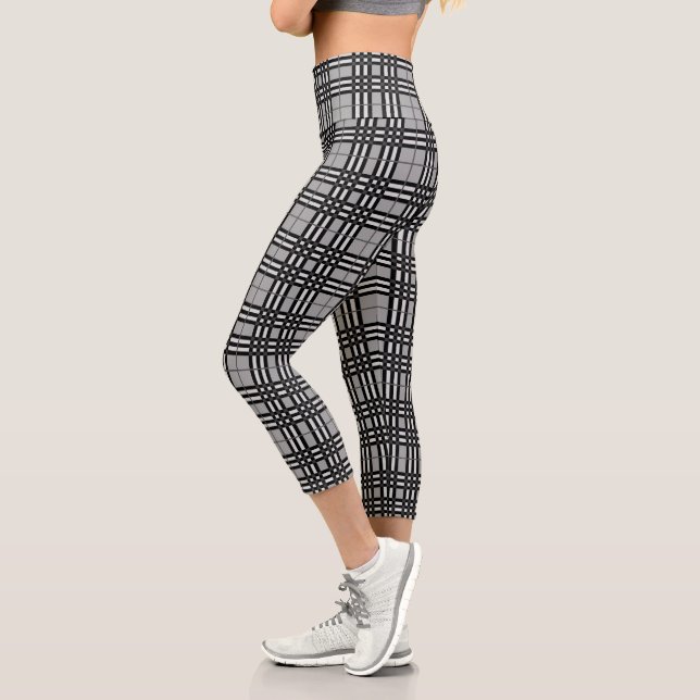 Leggings Capri Russe Active Porter Gris & Noir Plaid (Gauche)